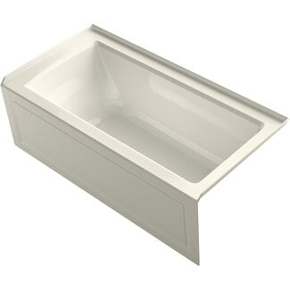 KOHLER K-1946-RA-96 Alcove Bath with Integral Apron, Tile Flange and Right Hand Drain, 60" x 30", Biscuit