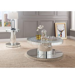 ACME Coffee Table, Mirrored and Faux Stones