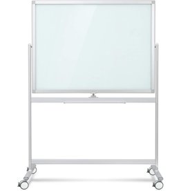 Mobile Glass Whiteboard- Dry Erase Glass Board -48x36 Large Rolling Glass Board Planner with Stand on Wheels-Includes 12 Markers,1Eraser