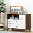 South Shore Yodi Changing Table with Drawers, Natural Walnut and White