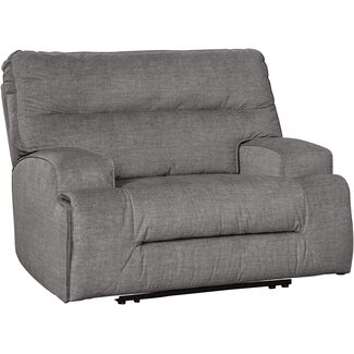 Signature Design by Ashley Coombs Contemporary Wide Seat Power Recliner, Gray