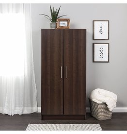 Prepac Elite 2 Door Wardrobe Cabinet with Storage Shelves, 21" D x 32" W x 65" H, Espresso