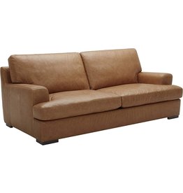 Amazon Brand â€“ Stone & Beam Lauren Genuine Leather Down-Filled Oversized Sofa Couch, 89"W, Cognac