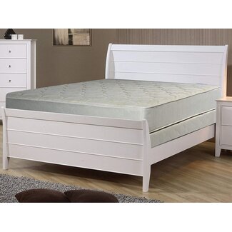Continental Sleep Gentle Firm Tight top Innerspring Mattress and 4" Wood Low Profile Traditional Box Spring/Foundation Set, Full, Beige