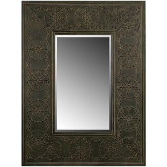 Creative Co-op Rectangle Mirror with Embossed Black Metal Frame