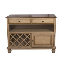 Sunset Trading DLU-BR-SER-PW Brook Buffet Server, Two Drawers  Open Shelf  , Distressed light creamy wheat with warm pecan top