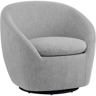 Amazon Basics Swivel Accent Chair, Upholstered Armchair for Living Room, Grey