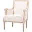 Baxton Studio Chavanon Wood and Linen Traditional French Accent Chair, Light Beige