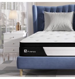 Avenco Queen Mattress, Medium Firm Hybrid Mattress Queen, 10in Queen Mattresses in a Box with Gel-infused Memory Foam and Pocketed Spring, Motion Isoaltion, Breathable Knit Fabric, Strong Edge Support