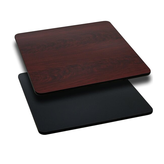 EMMA + OLIVER 36" Square Black/Mahogany Reversible Laminate Table Top