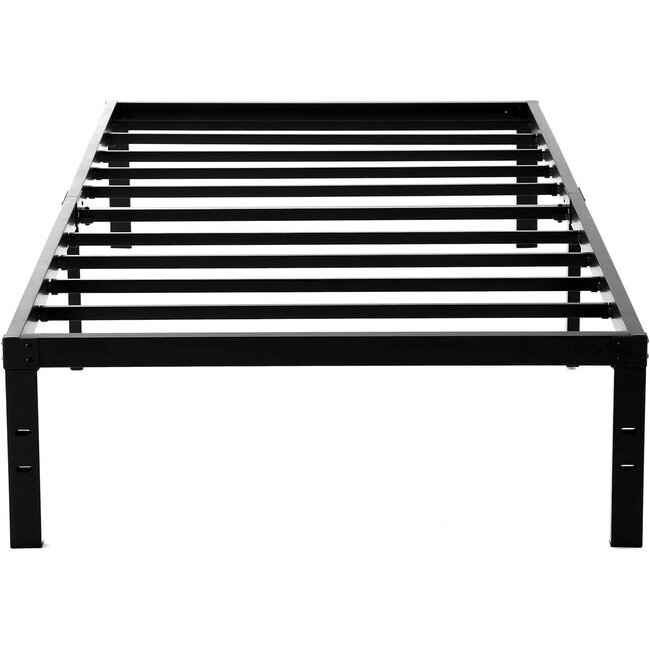 King Size Metal Bed Frame-Steel Slat Mattress Foundation, Heavy Duty Box Spring Replacement, 14 Inch Platform Bedframe, Black