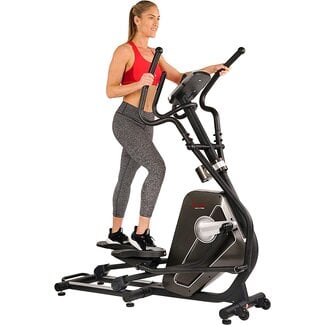 Sunny Health & Fitness Magnetic Elliptical Trainer Machine w/Device Holder, LCD Monitor, 265 LB Max Weight and Pulse Monitoring - Circuit Zone, Black (SF-E3862)