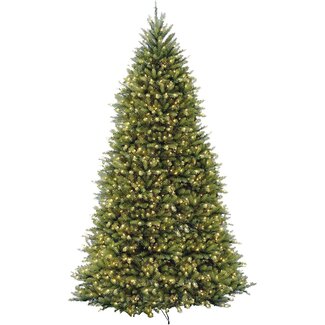 National Tree Company Pre-Lit Artificial Full Christmas Tree, Green, Dunhill Fir, White Lights, Includes Stand, 12 Feet