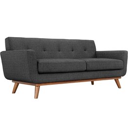 Modway Engage Mid-Century Modern Upholstered Fabric Loveseat in Gray