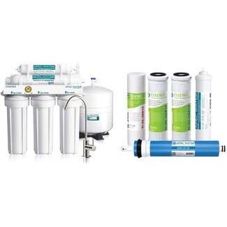 APEC Water Systems Essence Series Top Tier 5-Stage Drinking Water Filter System & 50 GPD High Capacity Complete Replacement Filter Set for Essence Series Reverse Osmosis Water Filter System Stage 1-5
