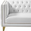Meridian Furniture 651White-S Michelle Collection Modern | Contemporary Sofa with Deep Button Tufting, Nailhead Trim and Sturdy Gold Iron Legs, 90" W x 34" D x 30" H, White