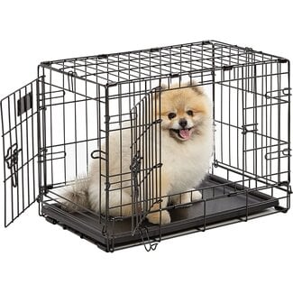 Midwest iCrate Double Door Folding Dog Crate, 22" L X 13" W X 16" H, X-Small, Black