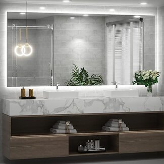 FTOTI 60x28 Inch LED Bathroom Backlit Mirror, Anti Fog Bathroom Mirror for Vanity,Makeup Mirror with Lights,Memory Touch Switch