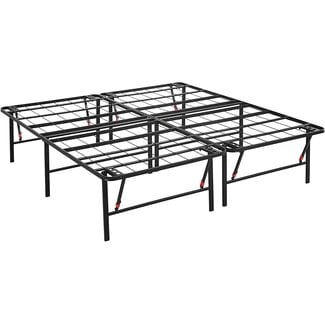 Basics Foldable Metal Platform Bed Frame with Tool Free Setup, 18 Inches High, King, Black