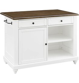 Dorel Living Kelsey Kitchen Island with 2 Stools, White