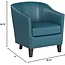 Madison Park Fremont Accent Chairs - Hardwood, Plywood, Faux Leather, Bedroom Lounge Mid Century Modern Deep Seating, Club Style Barrel Armchair, Living Room Furniture , , Blue