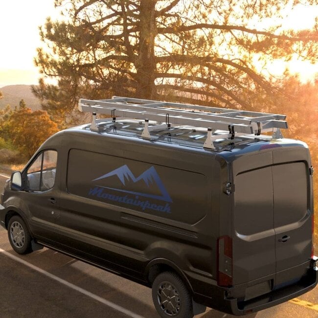 Mountainpeak Cargo Van Roof Ladder Rack Fit for 2015-On Ford Transit 150 250 350 - 3 Bar White