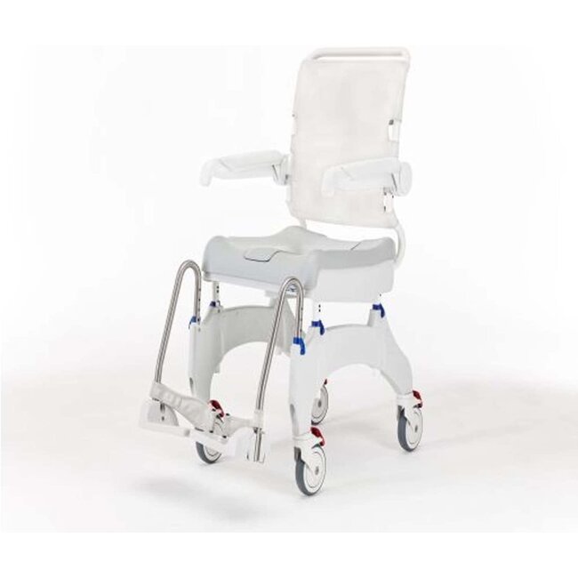 Invacare Aquatec Ocean Ergo Shower Wheelchair, Rolling Shower Chair w/ Self-Propelled or Standard Wheels and Commode