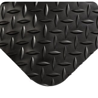 Wearwell 415.916x3x54BK Diamond-Plate SpongeCote Mat, 54' Length x 3' Width x 9/16" Thick, Black