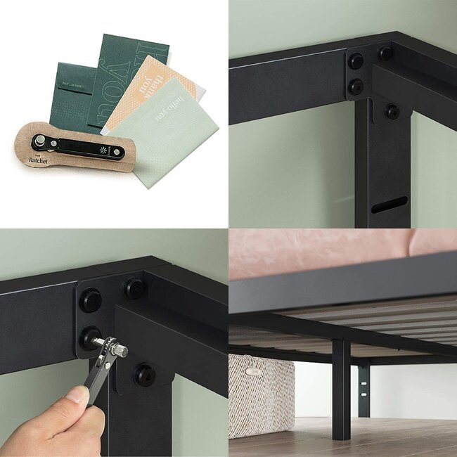 ZINUS Mia Metal Platform Bed Frame / Wood Slat Support / No Box Spring Needed / Easy Assembly