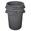 AmazonCommercial 44 Gallon Heavy Duty Round Trash/Garbage Can, Grey, 2-pck