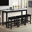New Classic Furniture Celeste Faux Marble Theater Bar Table with 3 Bar Stool Set, Black Velvet with Black Base