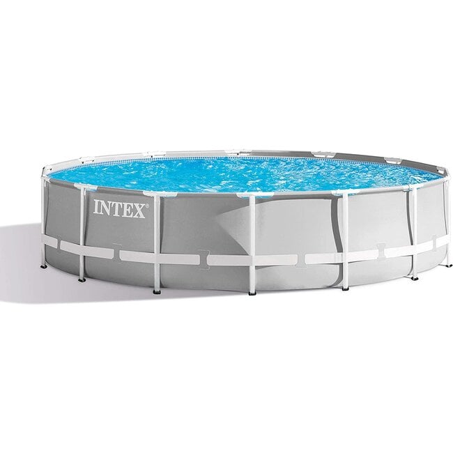 INTEX 26719EH 14 Foot x 42 Inch Prism Premium Frame Above Ground Pool  Cartridge Filter Pump, Ladder, Ground Cloth and Pool Cover Included