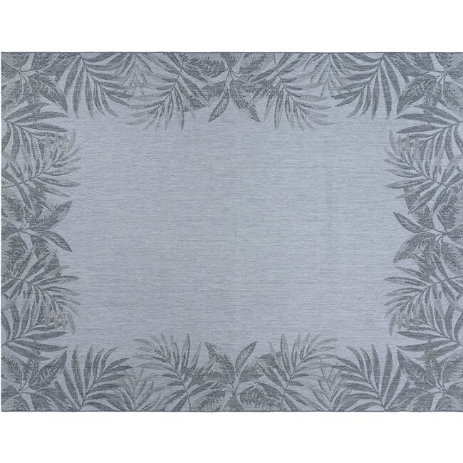 Gertmenian Indoor Outdoor Area Rug, Classic Flatweave, Washable, Stain & UV Resistant Carpet, Deck, Patio, Poolside & Mudroom, 8x10 Ft Large, Palm Tree Border, Cream Grey, 22345