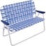 Rio Brands 16" Extended Height Folding Double Wide Web Loveseat Lawn Chair, Blue/White