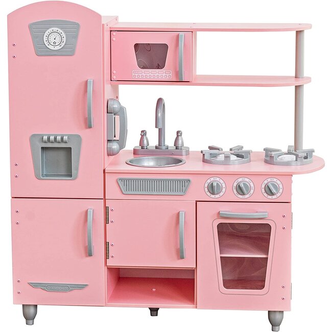 KidKraft Vintage Wooden Play Kitchen with Pretend Ice Maker and Play Phone,  Pink, Gift for Ages 3+ - Amazing Bargains USA - Buffalo, NY