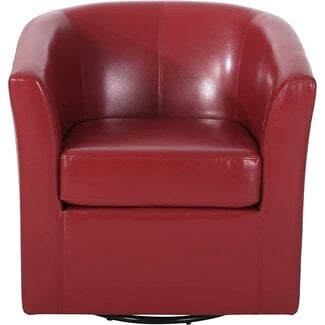 Christopher Knight Home Daymian PU Swivel Club Chair, Red 29D x 30W x 30.25H Inch
