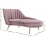 Meridian Furniture Margo Collection Modern | Contemporary Velvet Upholstered Chaise with Deep Channel Tufting and Rich Gold Stainless Steel Legs, Pink, 74" W x 37.5" D x 35" H