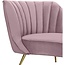 Meridian Furniture Margo Collection Modern | Contemporary Velvet Upholstered Chaise with Deep Channel Tufting and Rich Gold Stainless Steel Legs, Pink, 74" W x 37.5" D x 35" H
