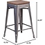 Flash Furniture 4 Pk. 24" High Backless Clear Coated Metal Counter Height Stool with Square Wood Seat