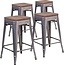 Flash Furniture 4 Pk. 24" High Backless Clear Coated Metal Counter Height Stool with Square Wood Seat