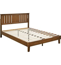 Amazon Basics 12-Inch Solid Wood Platform Bed with Headboard, Queen