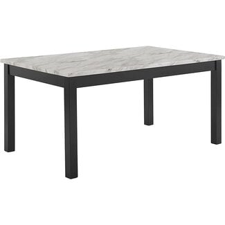 New Classic FURNITURE Celeste Dining Table for 6 with Heat Resistant Faux Marble, 64-Inch, Black Base with White & Gray top