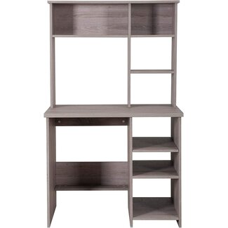 Studio Space 35" Computer, Functional Writing Tower Shelves, Home Office Compact Workstation Desk with Book Shelf Storage, Gray