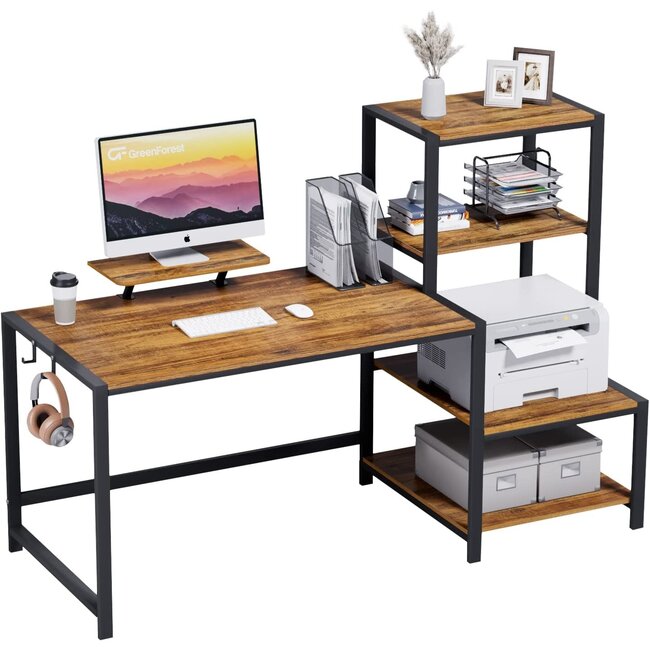 47 Inch Computer Desk with Reversible Printer Shelf Writing Study