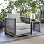 Modway Aura Wicker Rattan Outdoor Patio Arm Chair with Cushions in Gray White