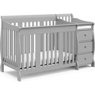 Storkcraft Portofino 5-in-1 Convertible Crib and Changer (Pebble Gray) ÃƒÆ’Ã‚Â¢ÃƒÂ¢Ã¢â‚¬Å¡Ã‚Â¬ÃƒÂ¢Ã¢â€šÂ¬Ã…â€œ Crib and Changing Table Combo with Drawer, Converts to Toddler Bed, Daybed and Full-Size Bed, Storage Drawer