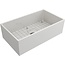 BOCCHI Contempo Farmhouse Apron Front Fireclay 33 in. Single Bowl Kitchen Sink with Protective Bottom Grid and Strainer in White