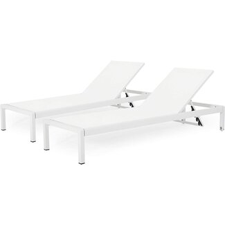 Christopher Knight Home Cynthia Outdoor Chaise Lounge (Set of 2), White.