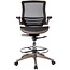 Flash Furniture Waylon Mid-Back Transparent Black Mesh Drafting Chair with Melrose Gold Frame and Flip-Up Arms