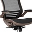 Flash Furniture Waylon Mid-Back Transparent Black Mesh Drafting Chair with Melrose Gold Frame and Flip-Up Arms